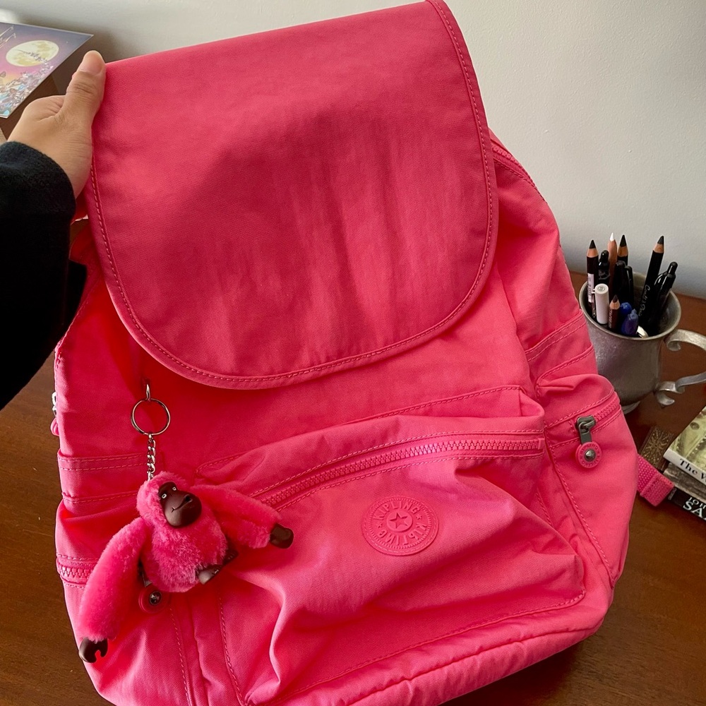 Pink Kipling Backpack With Keychain - image 1